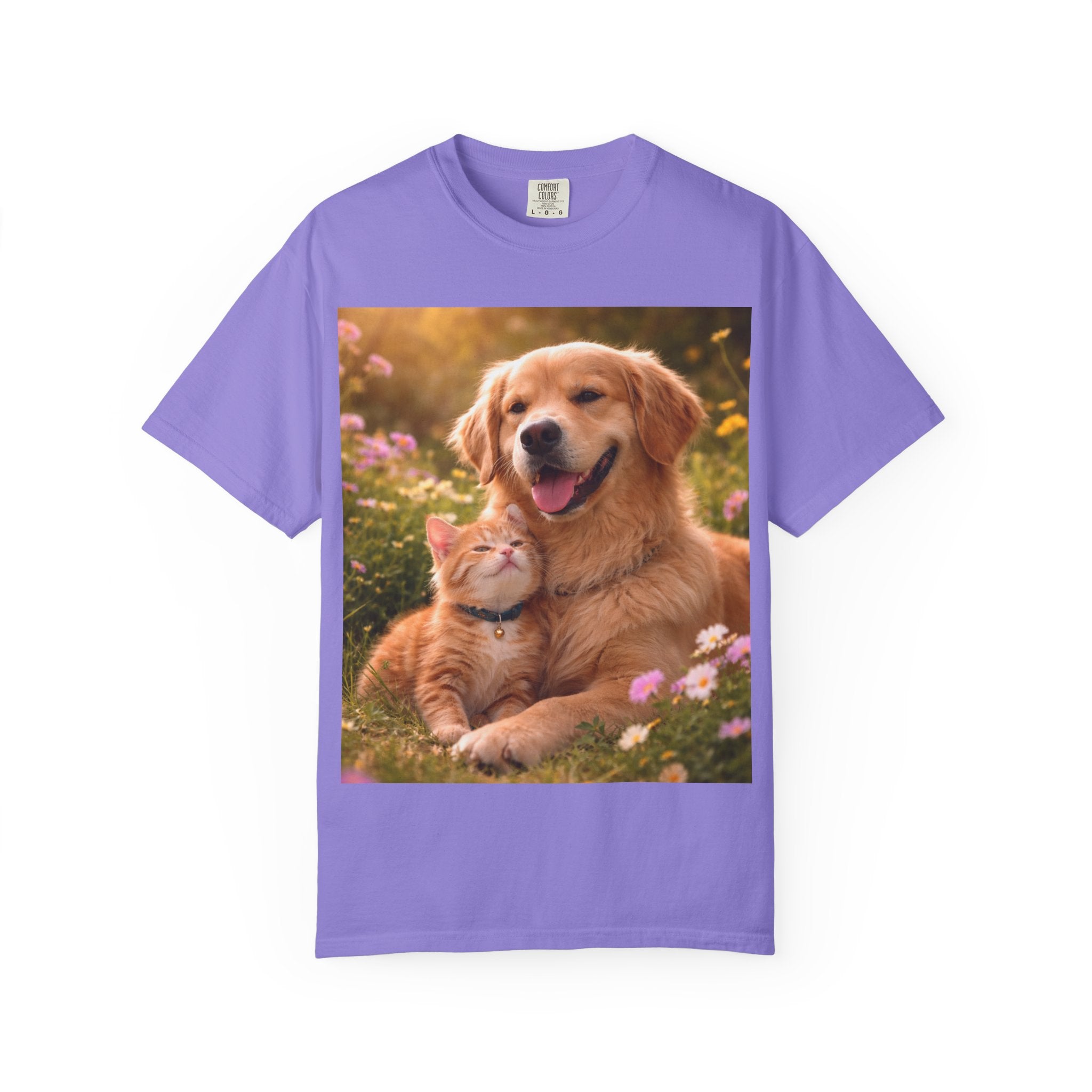 Golden Retriever and Kitten Tee — Cute Dog & Cat Friendship T-Shirt