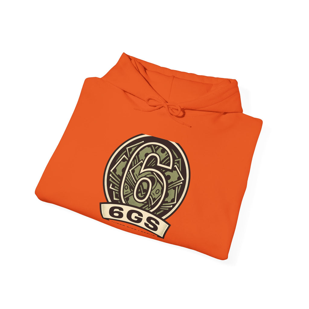 6GS Emblem hoodie-white pullover with military- Green coin logo
