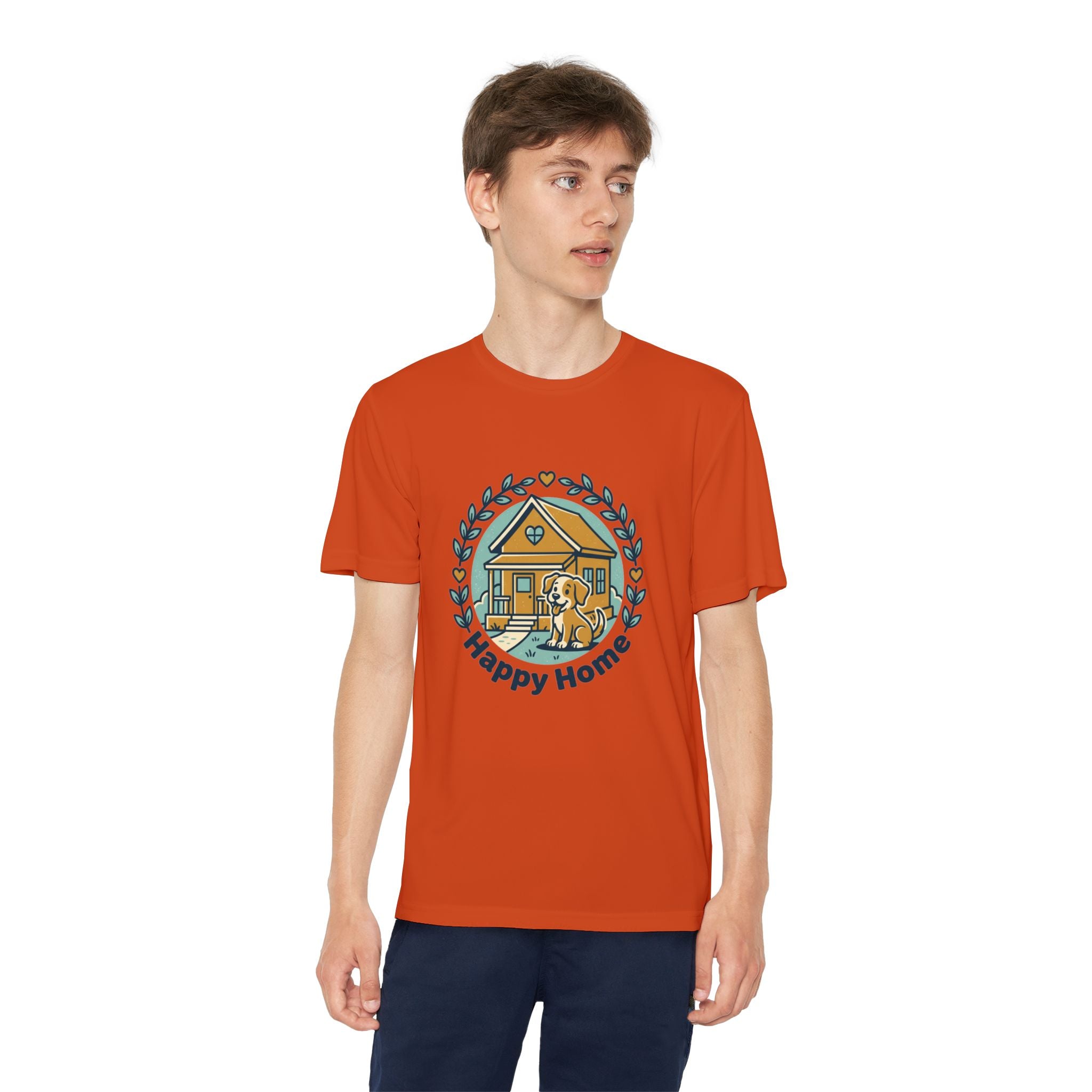 Rescue Squad Youth Tee — "Happy Home" Puppy Firefighter Kids Shirt