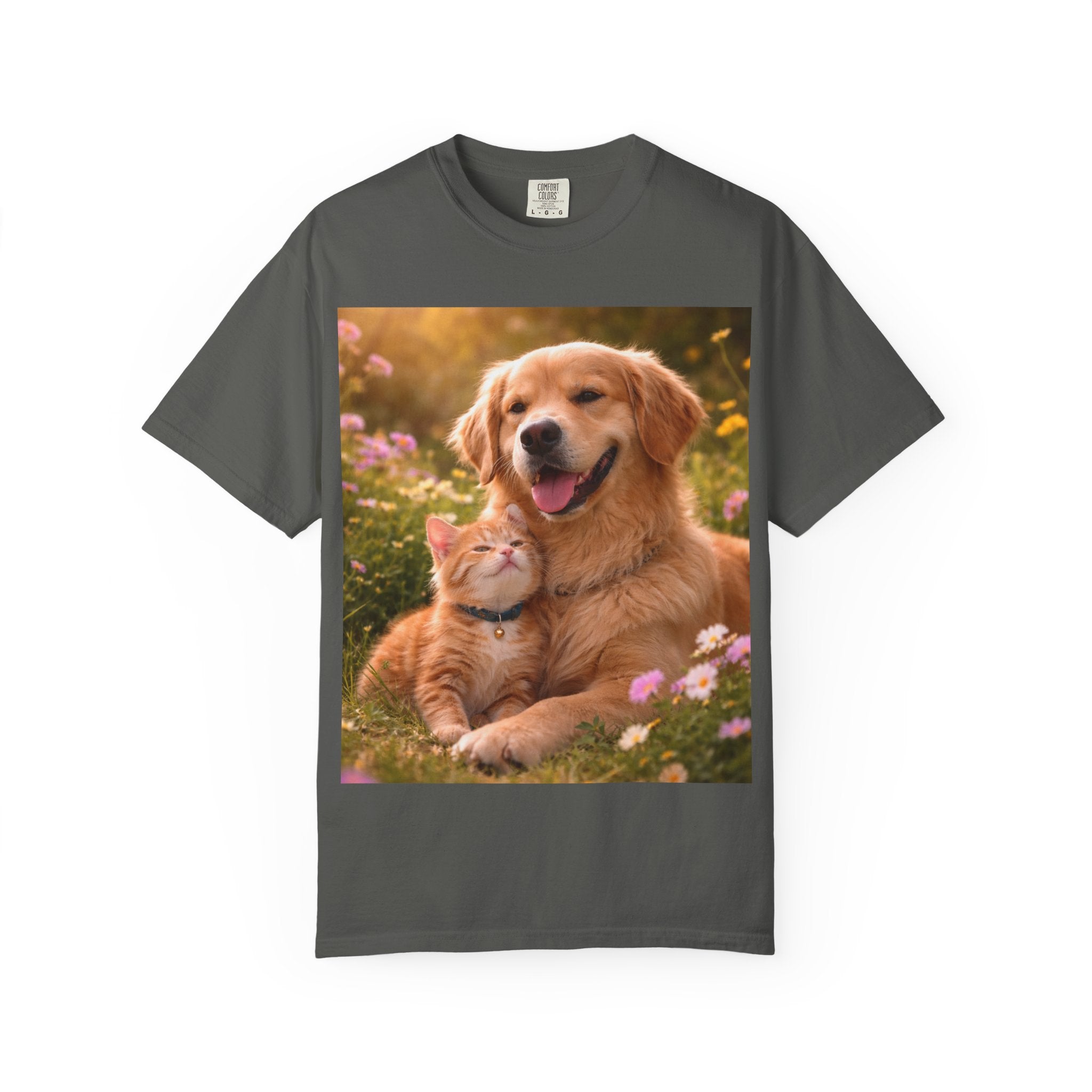 Golden Retriever and Kitten Tee — Cute Dog & Cat Friendship T-Shirt